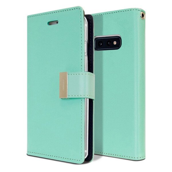 Goospery Samsung Galaxy S10E Rich Diary Aqua Wallet Case For Sale Goospery Samsung Galaxy S10E Rich Diary Aqua Wallet Case For Sale